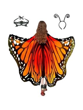 Halloween Butterfly Wings Costume for Womens, Moth Wings Butterfly Cape Adult